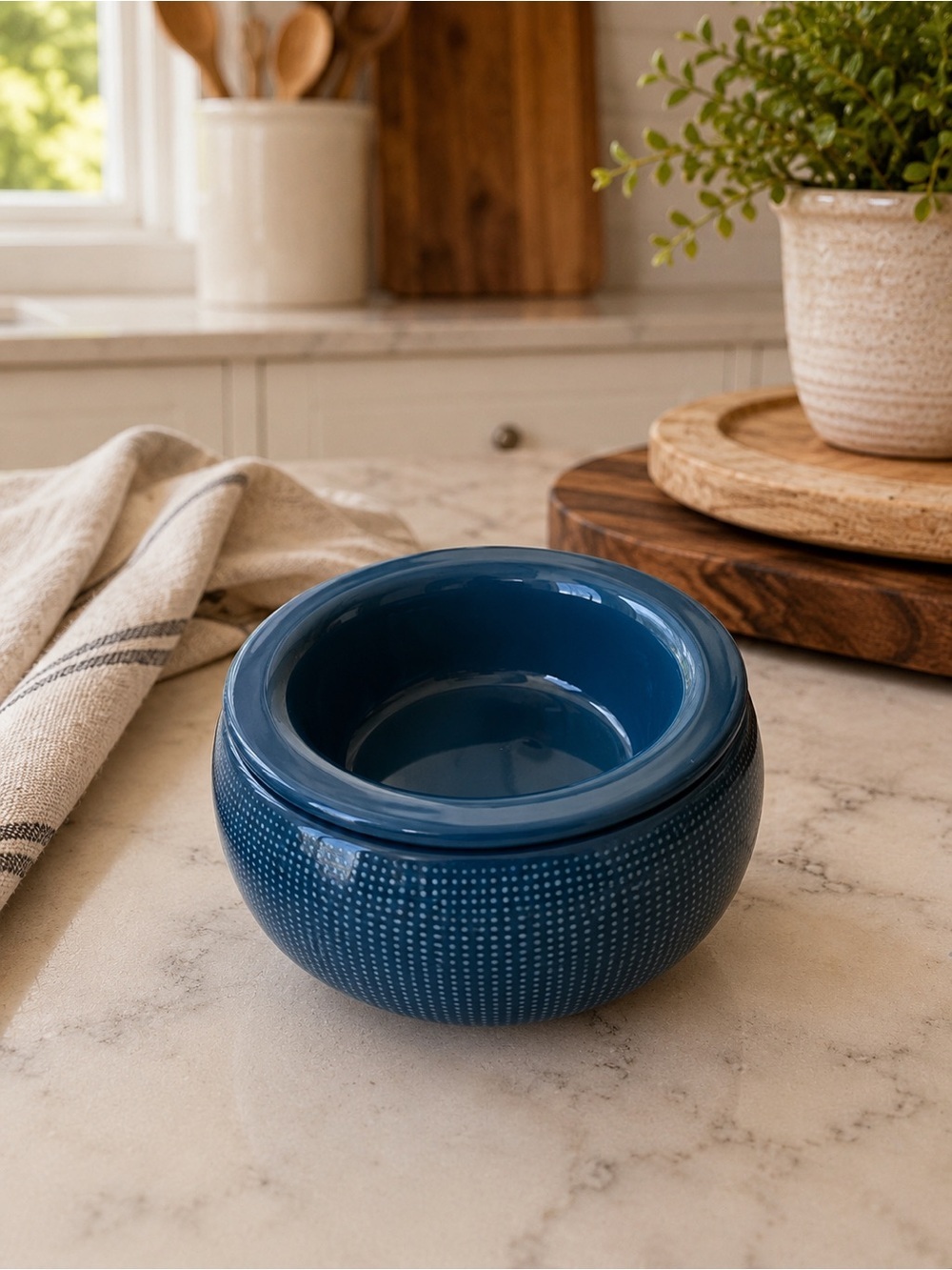 Tastefully Simple Teal Ceramic Dip Chiller Bowl Set